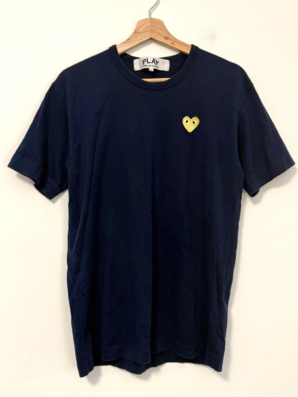 Comme des Garçons PLAY Basic Navy T-Shirt Gold Emblem